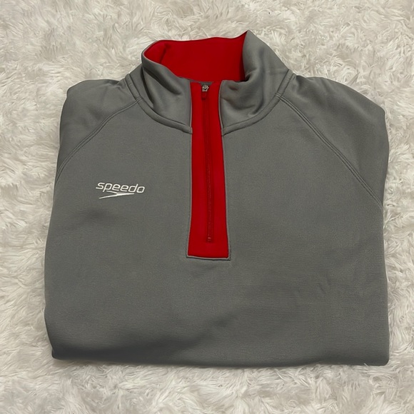 Speedo men fleece 1/4 zip sweater Grey and red - Picture 2 of 4